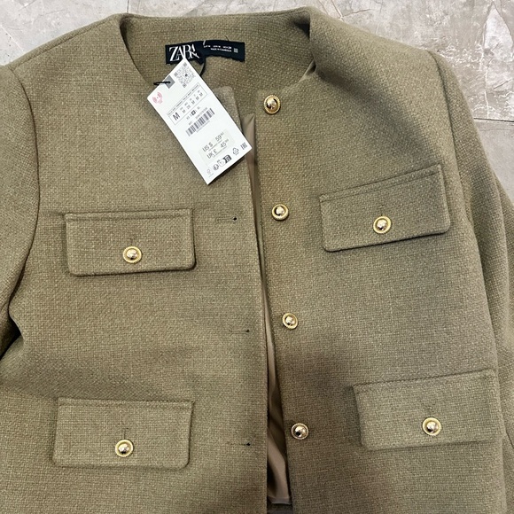 Zara Jackets & Blazers - Zara Khaki Blazer with Gold Buttons
